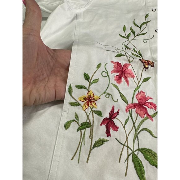 Victor Costa White Embroidered Jacket Size Small Vintage Cotton Blend NWT - Picture 5 of 9